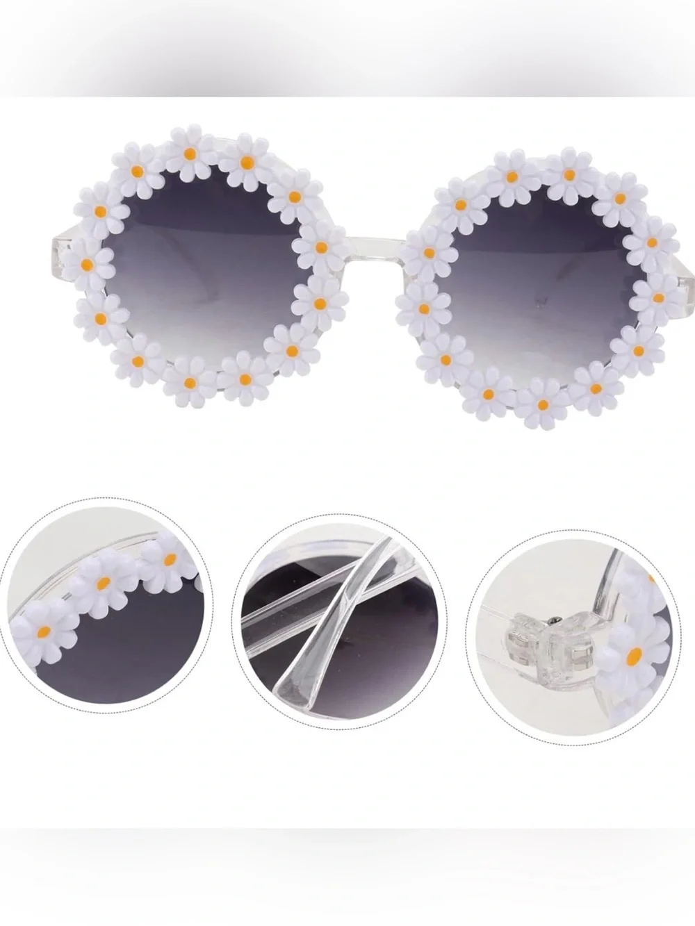 Kids Daisy Round Sunglasses with Pink Candy Hair Clips